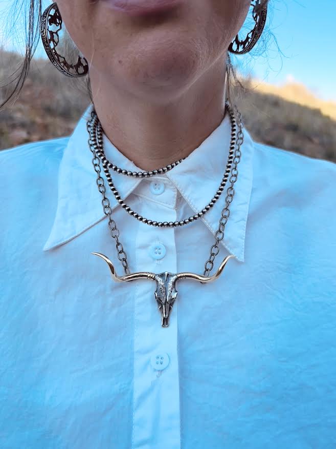 Long Horn Skull Pendant