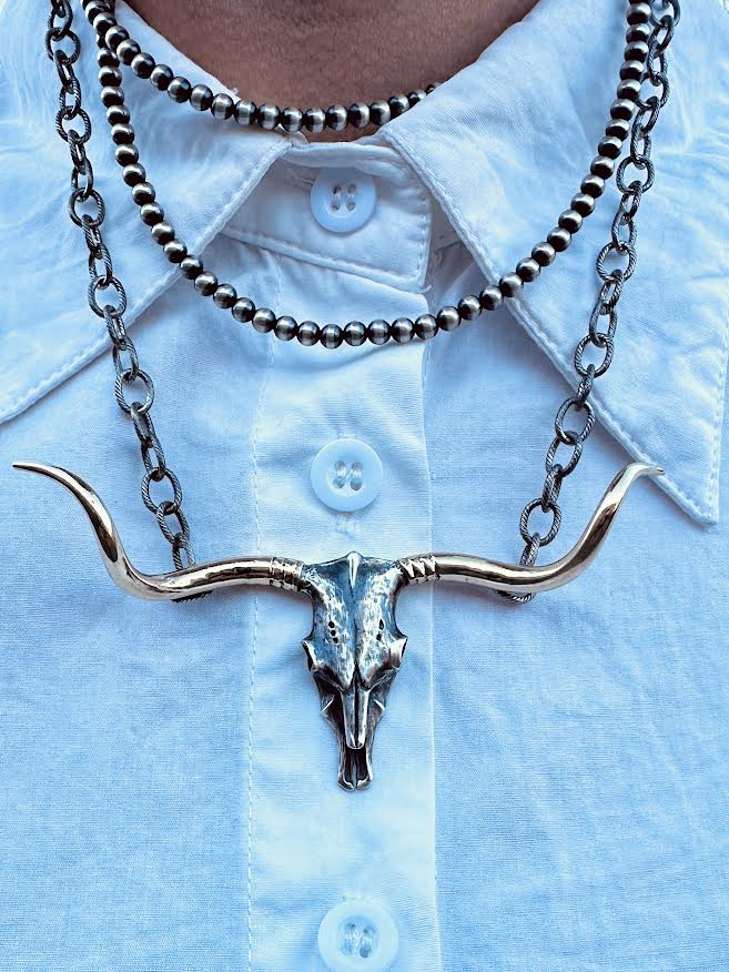 Long Horn Skull Pendant