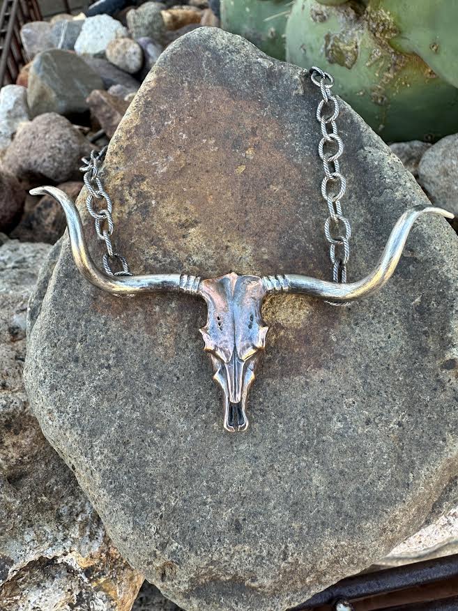 Copper Long Horn Bull Skull