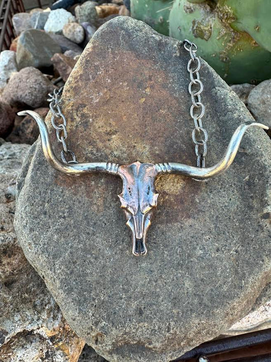 Copper Long Horn Bull Skull