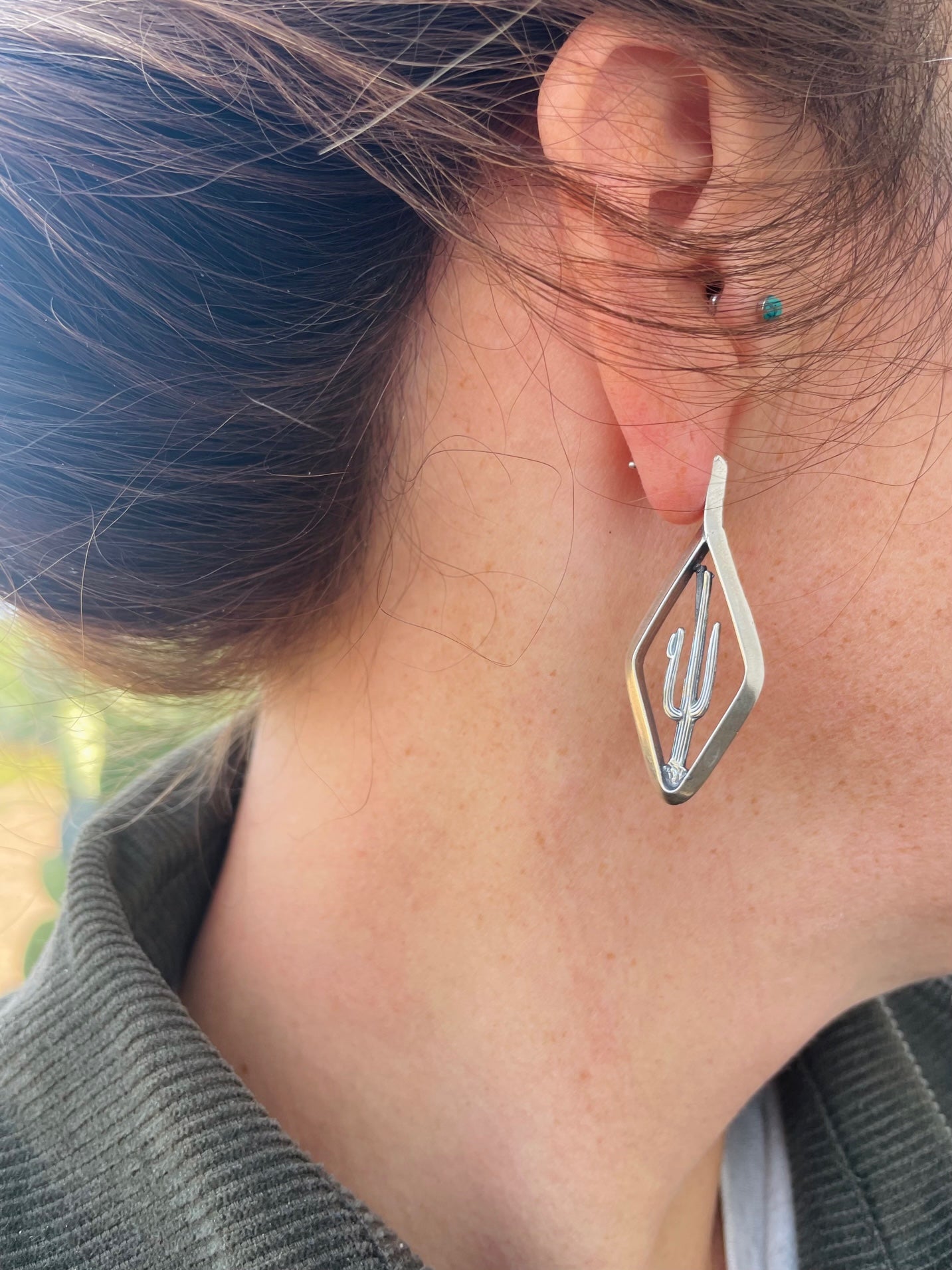 Triangle Wire Frame Saguaro Earring