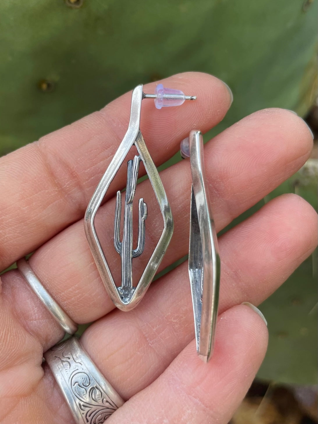 Triangle Wire Frame Saguaro Earring