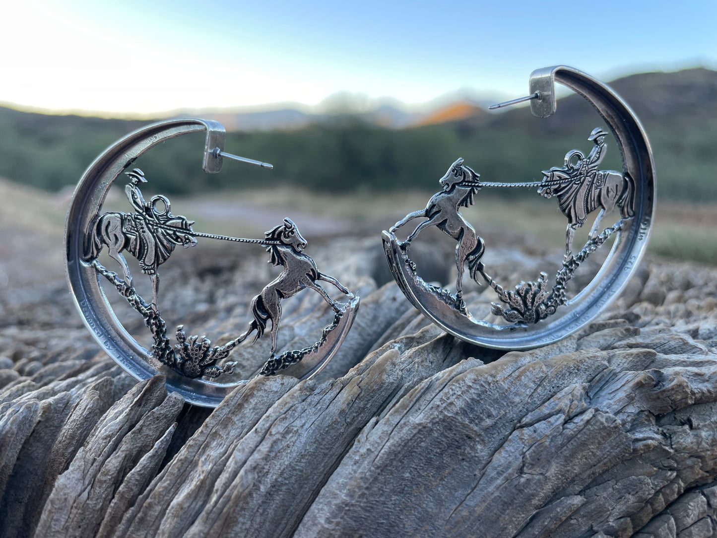 3-D Mustang Roping Earrings
