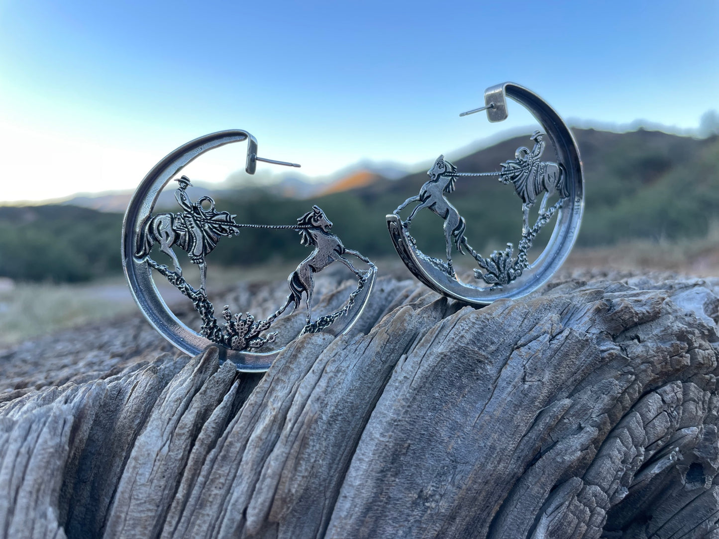 3-D Mustang Roping Earrings