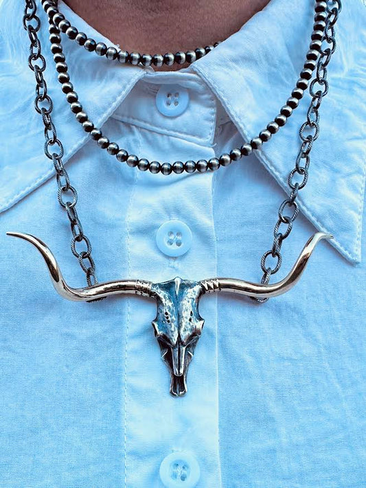 Long Horn Skull Pendant