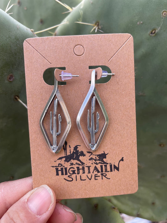Triangle Wire Frame Saguaro Earring